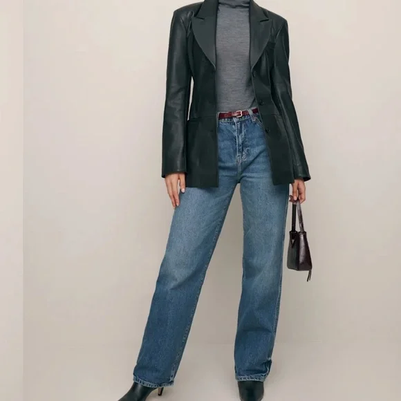 Reformation NWT Veda Black Leather Blazer - XS - Picture 2 of 7